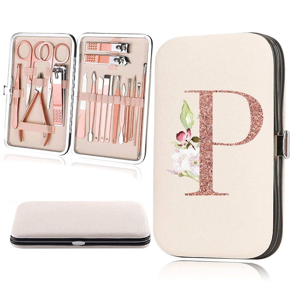 18pcs Rose Golden Nail Studio Set with Portable Storage Box