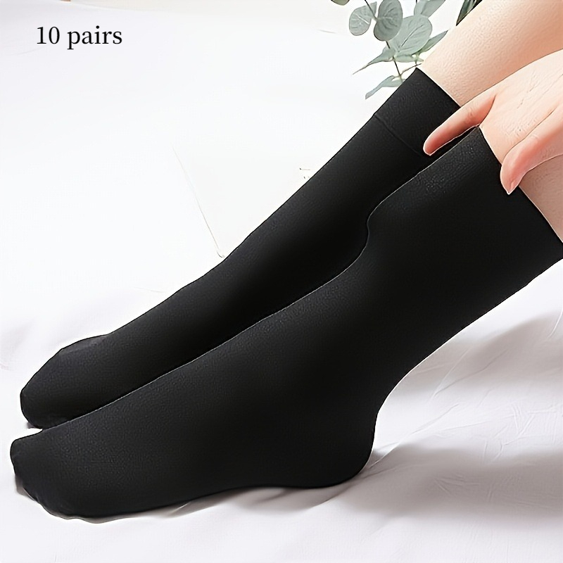 TEMU 10 Paires de Bas Épais, Printemps et Été, Bas Courts Épaissis, Bas en Acier Épais, Chaussettes Courtes, Chaussettes Mi-Tubes, Élastiques Mince