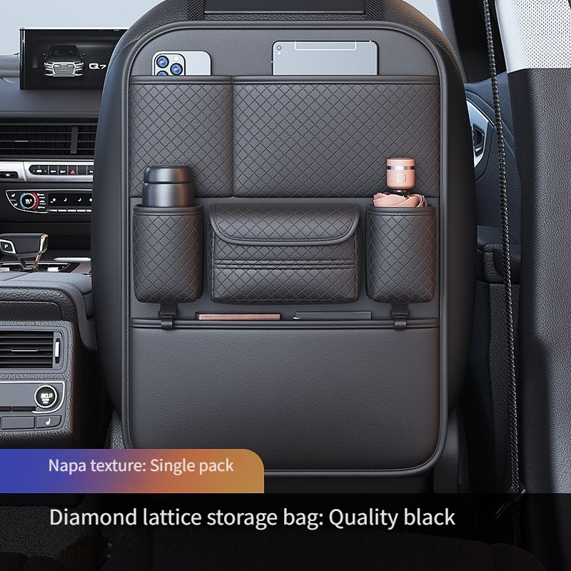 2-pack Front And Rear Car Seat Storage With Cup Holders | Multi-functional Tissue Box, Easy-to-clean Faux Leather, Universal Fit