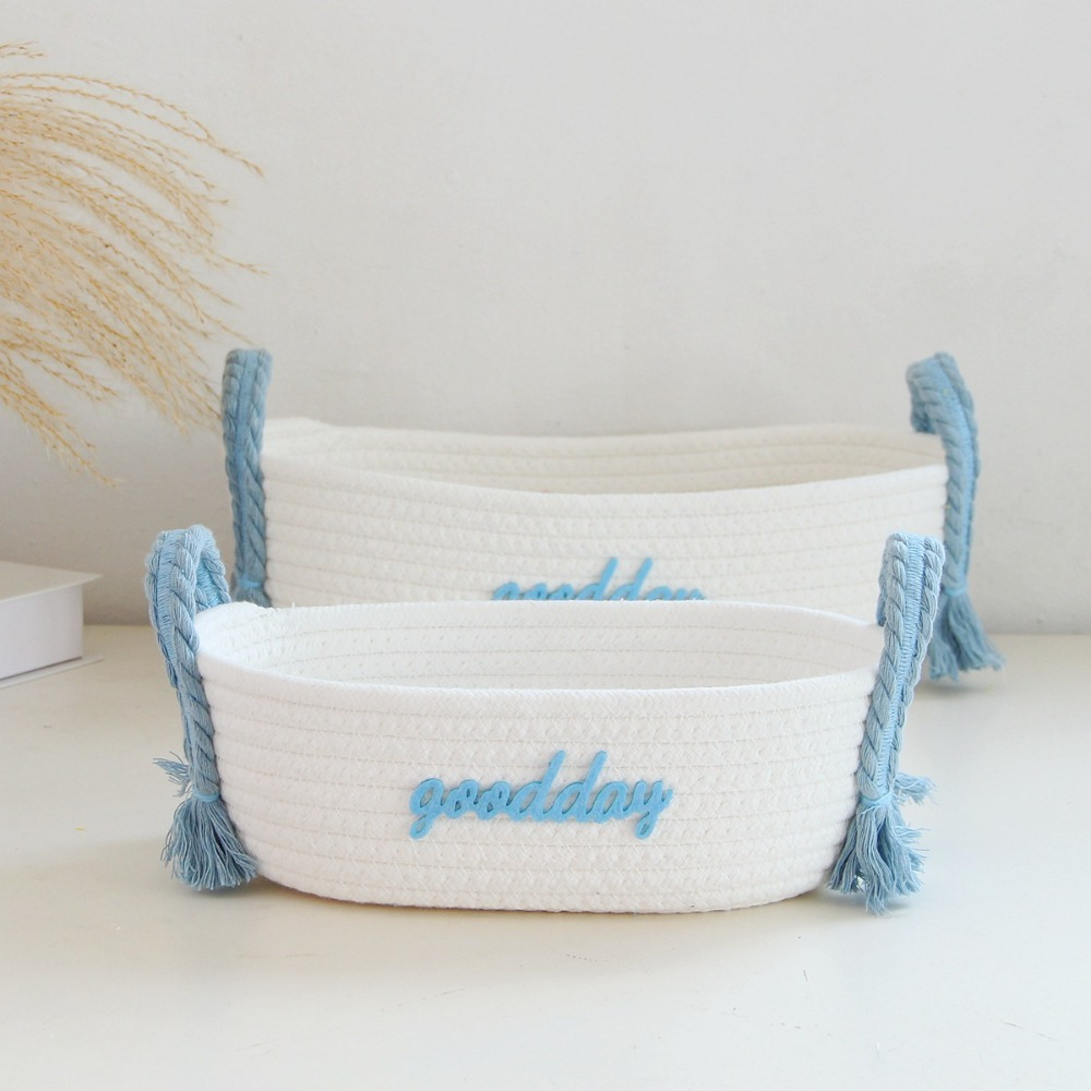 TEMU Personalized Rope Storage Basket With Custom Letter Design - Braided Handles, Nordic Aesthetic Home Decor For Wedding Favors, Pet Memorials,