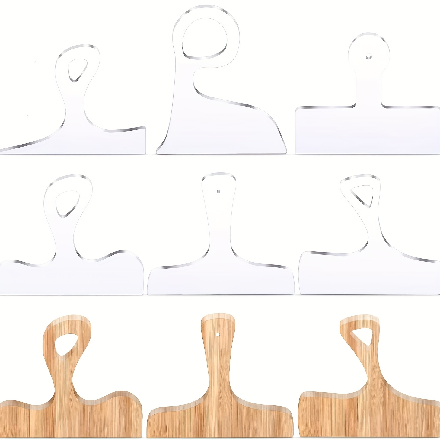 TEMU Ensemble de 6 kits de gabarits de traçage en acrylique, gabarits de planches à découper pour bois, outils de de découpe en plastique non