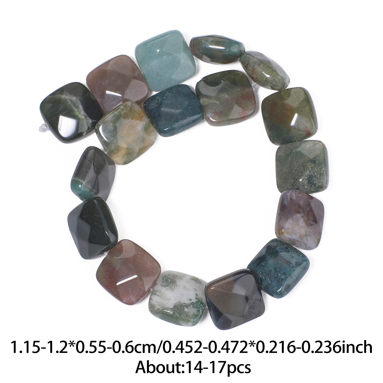TEMU Cuentas sueltas cuadradas de india de piedra natural de 12 mm para pulseras únicas, collares, aretes, artesanías, suministros para hacer joyas,