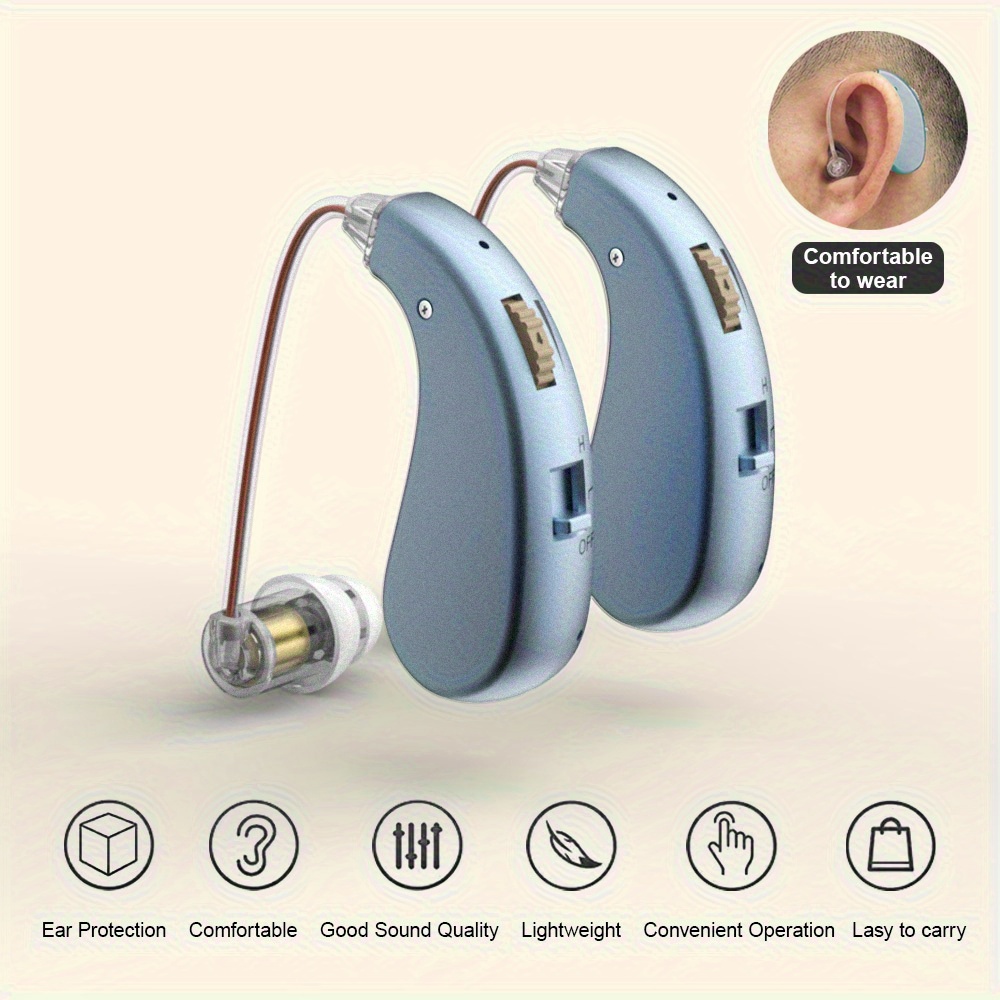 1 Pair of Rechargeable,New ArrivalRechargeable In-Ear Headphones with Silicone Ear Cups, Adjustable Volume & Clear Sound Quality - Compact Design, Easy Operation, Durable Hearing Amplifier for Men and Women, Earbud Headphones