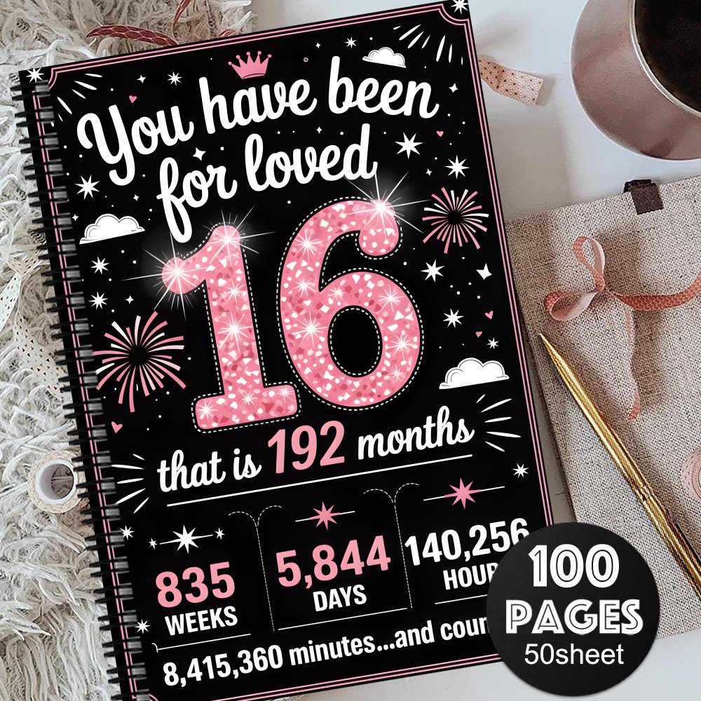 TEMU 1pc 16th Birthday Guestbook & Memory Book For 16 Years - Message Album With Wishes, Keepsake Gift For 16th Birthday Party Decorations, For Women