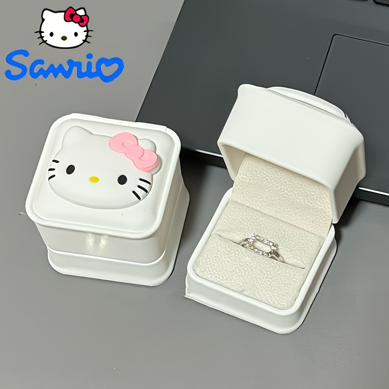 

1pc Sanrio Hello Kitty Silicone Ring Box - Classic Rectangular Jewelry Gift Box For Engagement, , Birthday, Valentine's Day - Perfect Gift Accessory Case