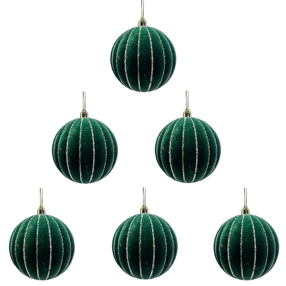 TEMU 6 palline natalizie in velluto per albero di Natale in plastica, decorazioni per palline decorative da appendere (verde nerastro 3.15in)