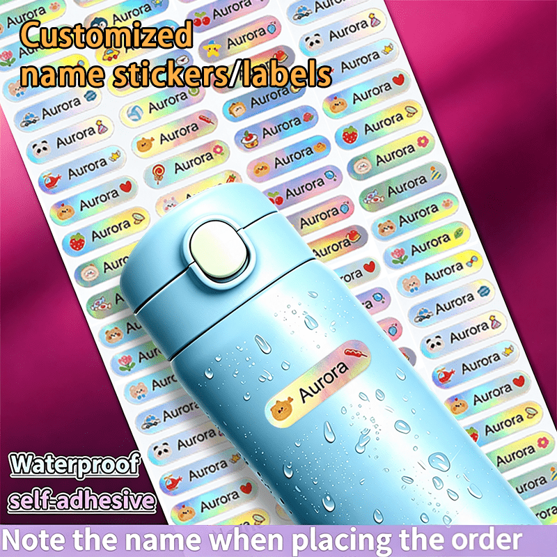 TEMU ["Adesivi con Personalizzati] Etichette con Personalizzate Mini-Holografiche Lucide, Adesivi con Autoadesivi, Etichette Decorative ID per Penne,