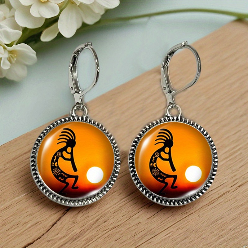 TEMU A Pair Of Vintage Round Glass Earrings The , Without Battery