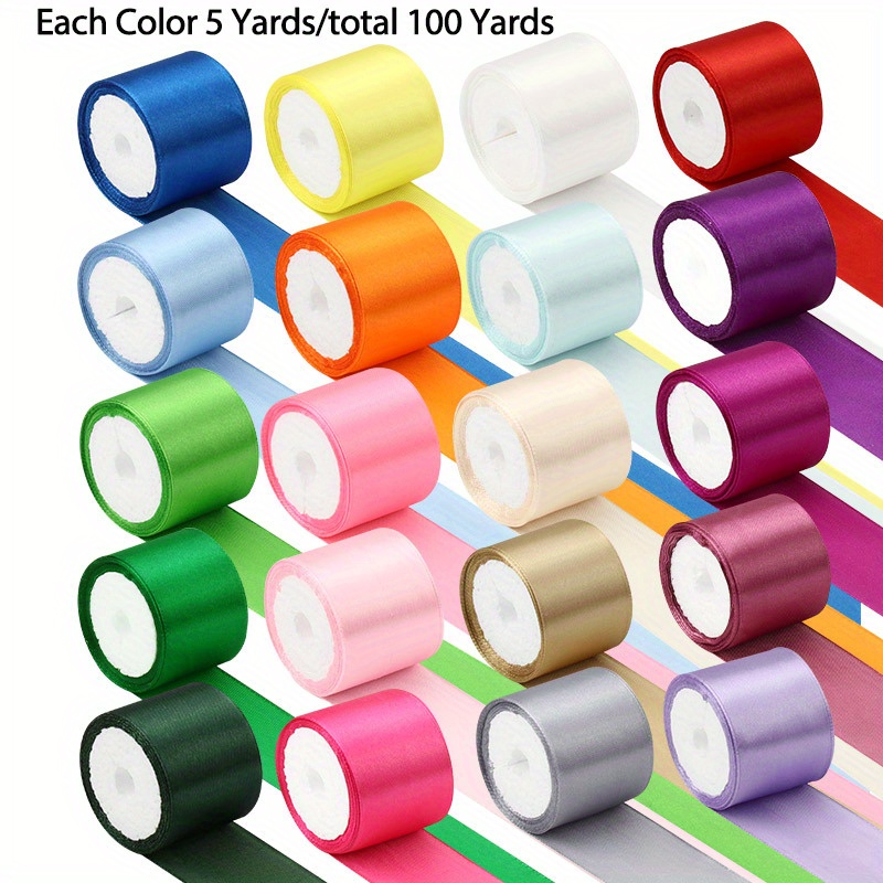 TEMU 20 Rollos de Cinta de Satén de 4 cm, Ideal para Coser, Ropa, Flores Hechas a , Envoltura de Regalos Florales, , y Empaquetado de