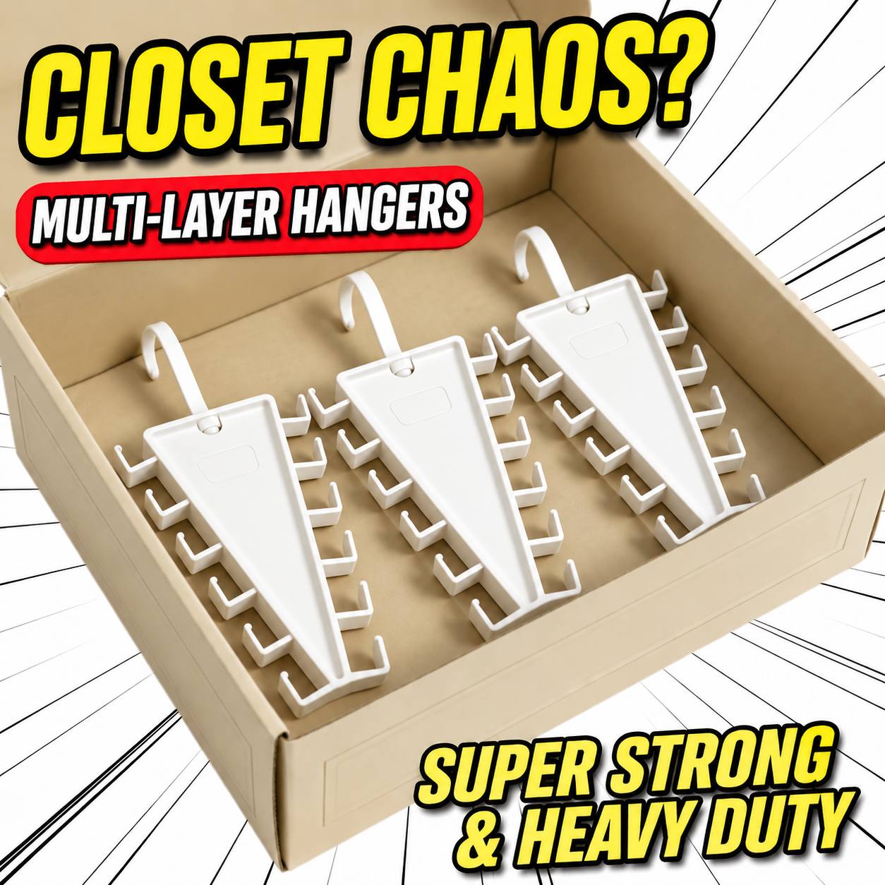 TEMU 3pcs V-shaped Clothing Hangers, Closet Organizer With 360° Rotation, Space-saving Design, Large Capacity With 12 Hooks