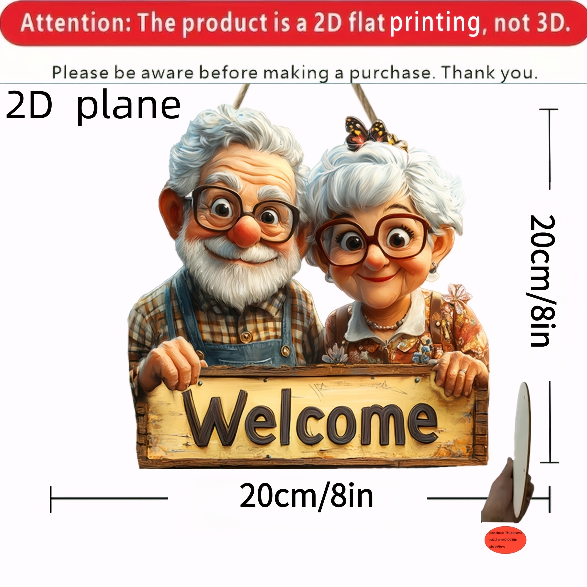 TEMU 2d Flat, Suitable For | 2d Flat Design| 1pc Wooden Welcome Sign Featuring Grandpa& Grandma - Rustic Farmhouse Style Reclaimed Wood Hanging