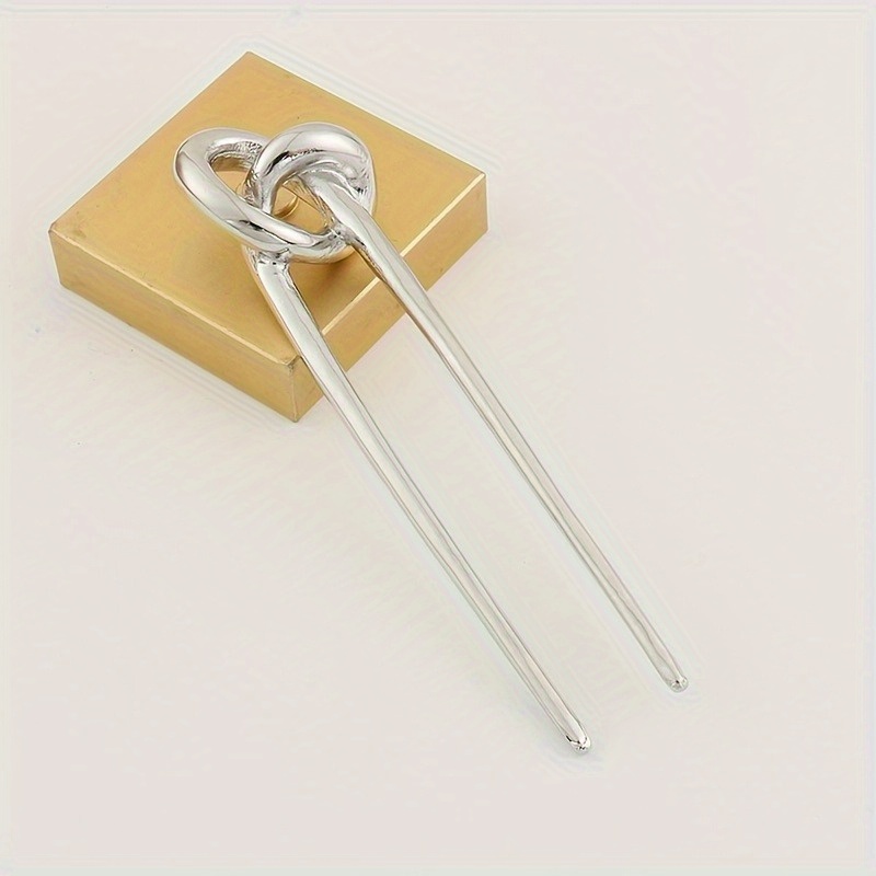 new minimalist metal hairpin with a knotted design   european and   featuring a chinese knot symbolizing love Product details 4