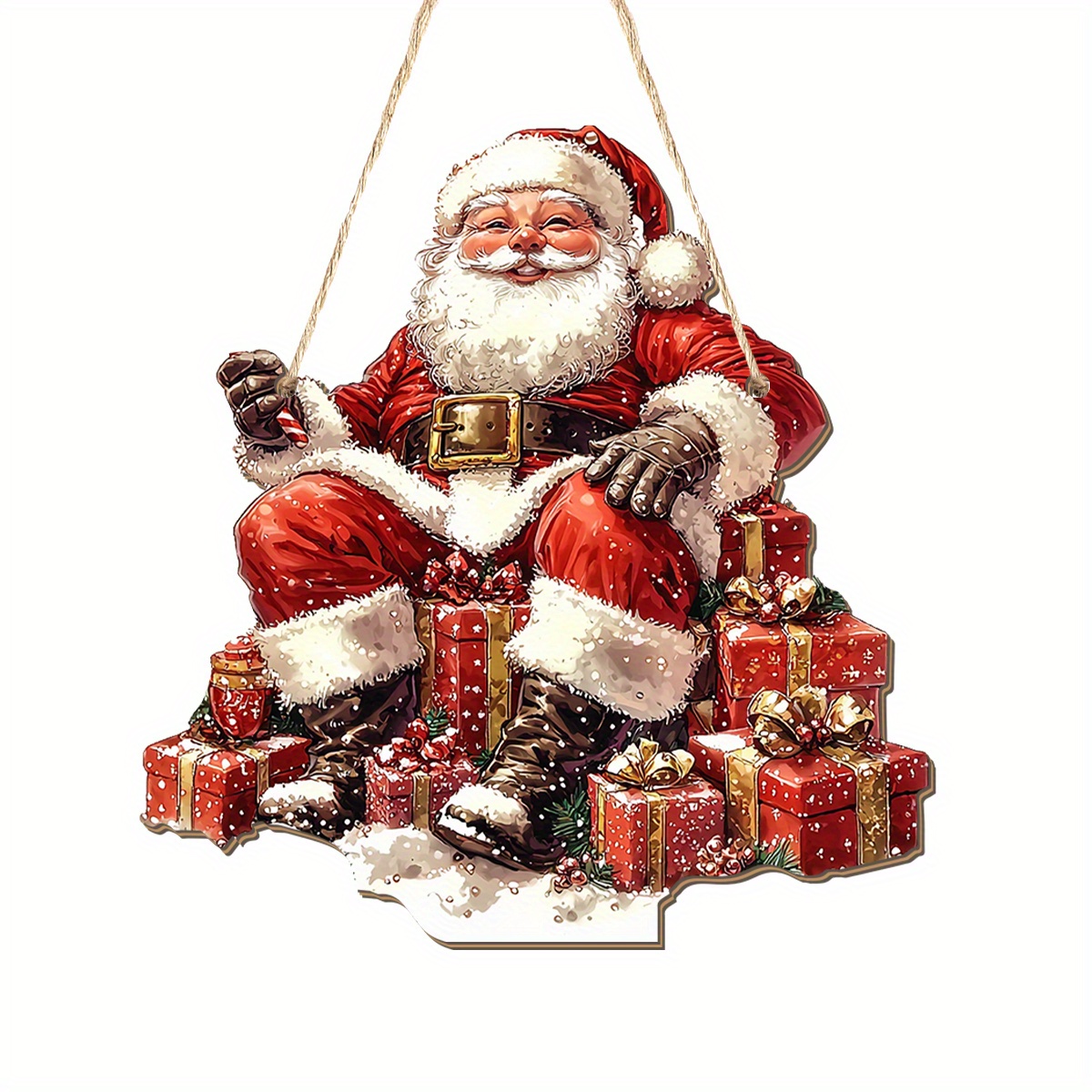 TEMU 2d Flat Christmas Door Decor, Merry Christmas Door Sign Wall Hanging, Cute Santa Door Ornament, Christmas Tree Door Decoration, Sign, Wooden