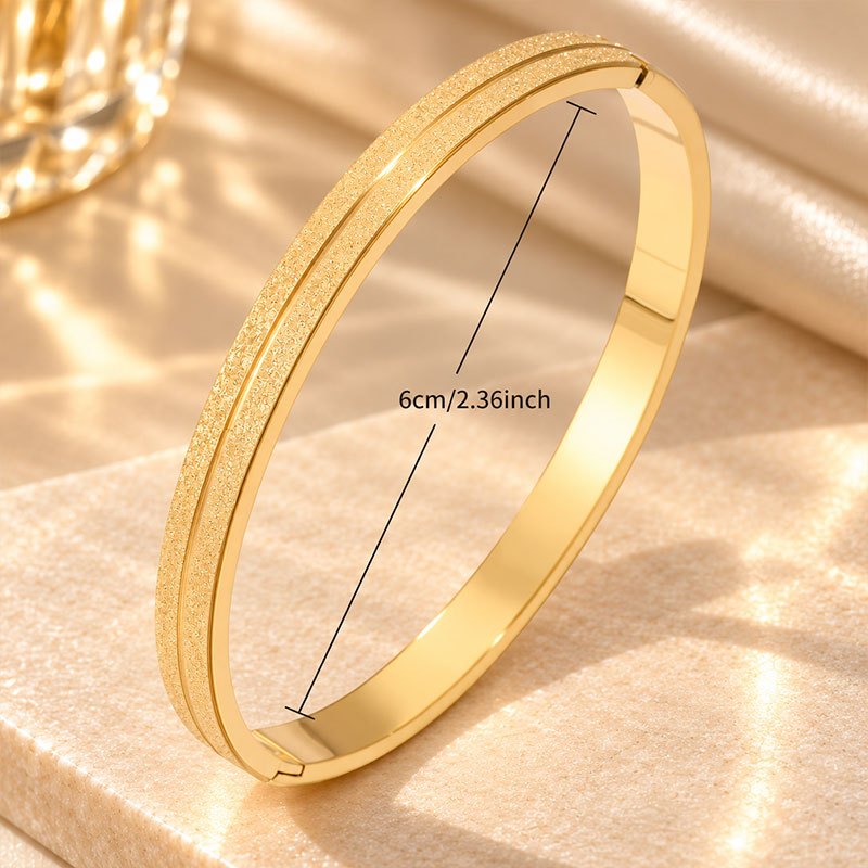 2pcs Women's Unique Double-Line Matte Bangle Bracelet Set