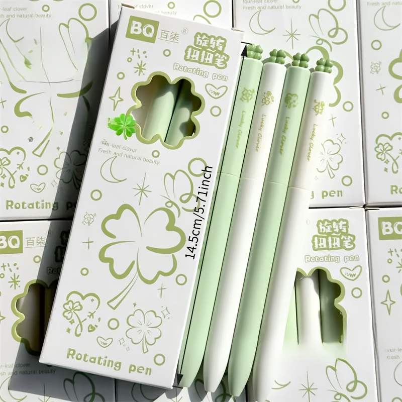 E-shop Viererpack im Karton: Kürbisblüten-Thema Dreh-Gedrückt-Kugelschreiber aus Gel, schwarze Mine, gedrückter Blumen-Gel-Kugelschreiber, 0,5 mm
