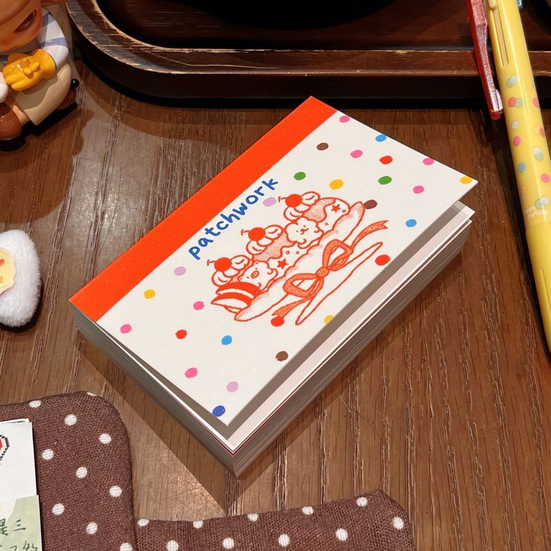 TEMU 128 Feuilles Mini Journal Série Pois, Livre de Matériel, Joli Gâteau Ours en Peluche Pages de Couleurs et Cahier de Notes , Papier de Base de