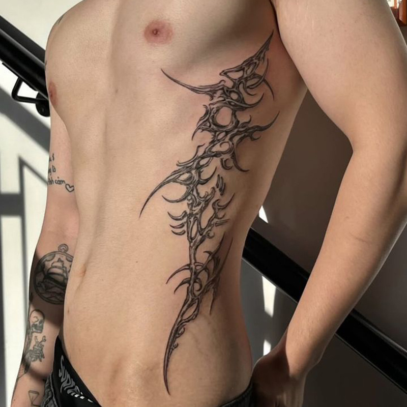 Realistic Cyber Sigil Tribal Temporary Tattoo Stickers, Blackwork Design