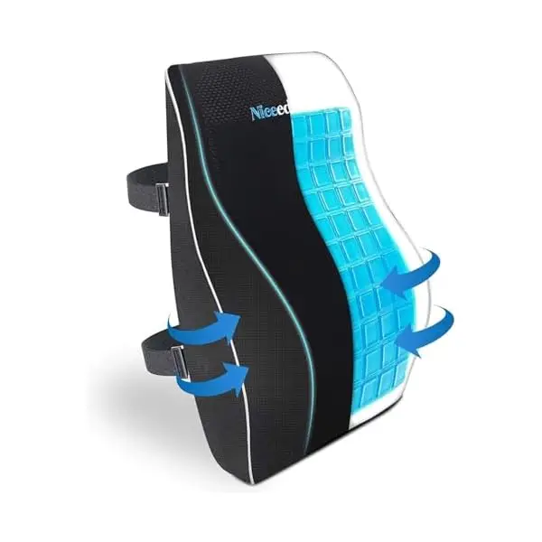ergonomic lumbar support pillow for office chair & car back support - cushion with adjustable straps, lower back relief, black, hand wash only, ideal for gaming & desk chairs, backrest pillow, comfortable seating, contoured design, durable construction Product details 10