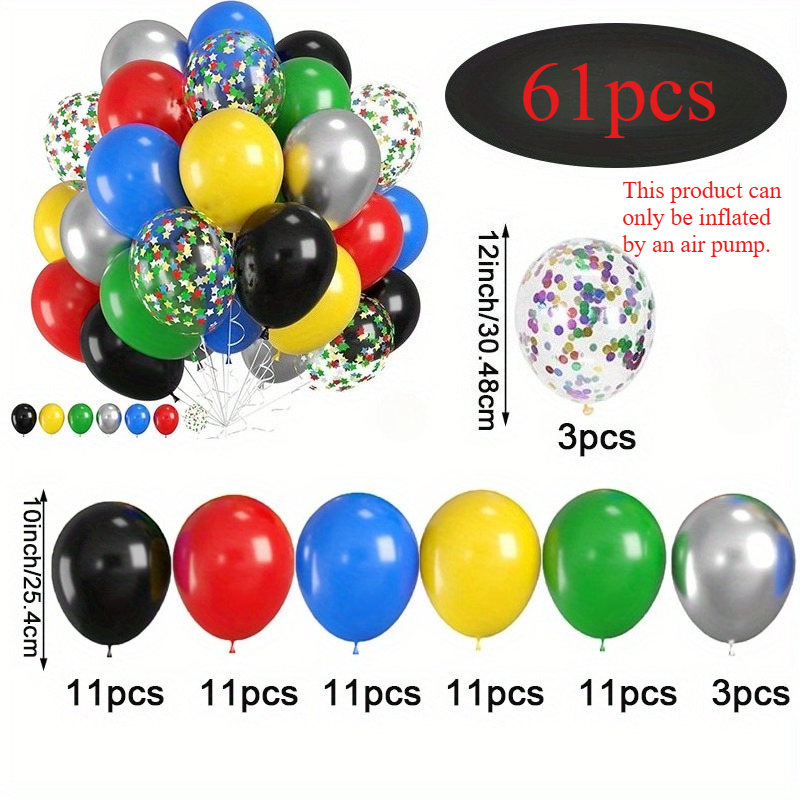 Image of 61pcs Red Yellow Blue Balloon Set, Multicolor Balloons With Colorful Confetti Balloon For Game Birthday Party Carnival, Hero, Robot Themed Party Supplies, For Halloween, Christmas