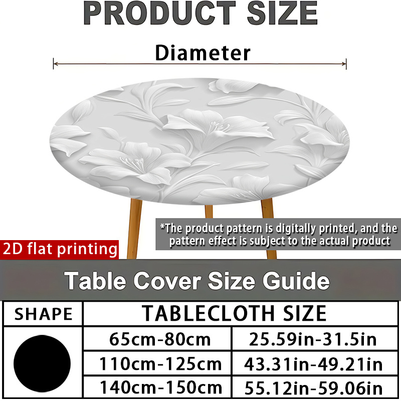 TEMU 1pc Elastic Round Tablecloth, Three-dimensional Embossed Pattern Tablecloth, High-end With Elasticity, Suitable For Outdoor Picnics, Camping,
