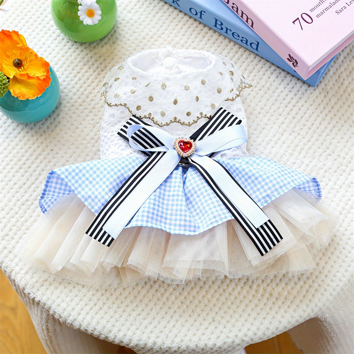 fall dresses for dogs Designer Handmade Navy Blue Trailing Dog Party Dress main image 1