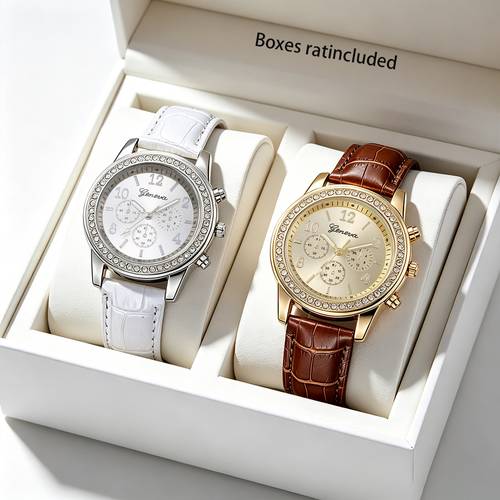 imagem do item 2pçs relógios de femininos casuais e elegantes, analógico-digital, pulseira de couro pu, caixa de liga , pilha de botão, para uso diário e ocasiões de presente, presentes de aniversário e presentes para festas de fim de ano, para mulheres