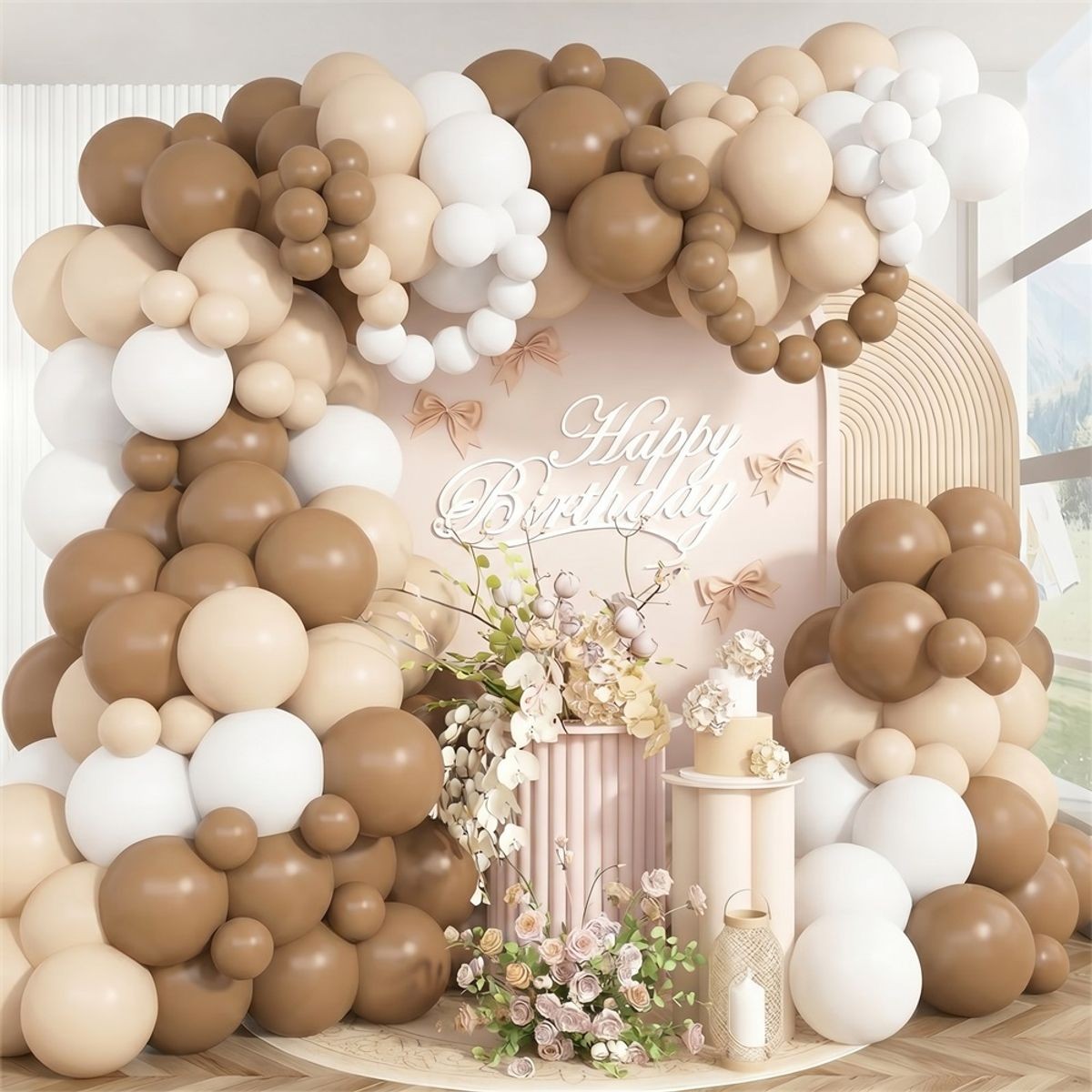 TEMU Kit de de guirnalda de globos de látex nude y café de 100 piezas, 5 pulgadas, 10 pulgadas pulgadas, adecuado para , , despedidas de soltera, San