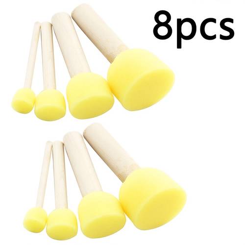professional sponge painting kit with 16 32pcs art supplies with wooden handles round and mushroom brushes ideal for graffiti and acrylic projects tools brushes with wooden handles