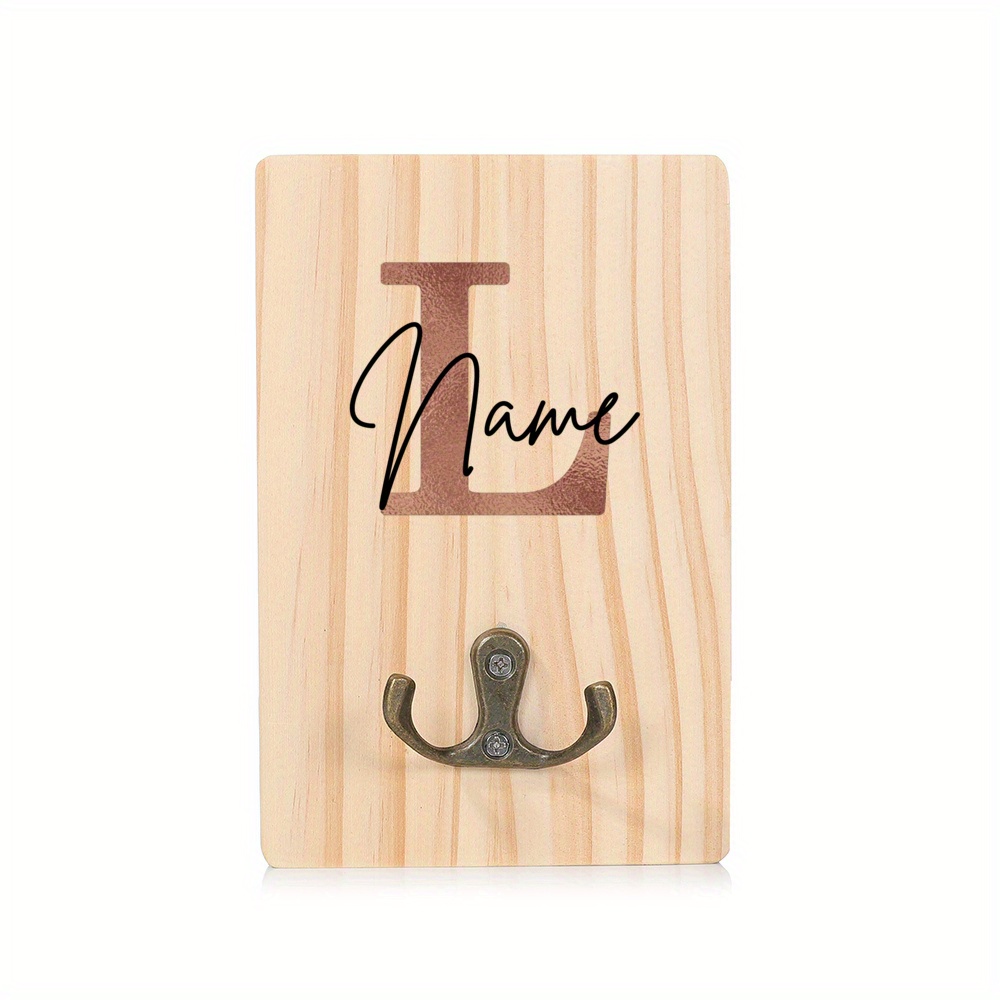 TEMU Porte-manteau mural en bois personnalisé avec initiale et nom sur mesure - Design de lettre tendance, solution de rangement pour vêtements, sacs