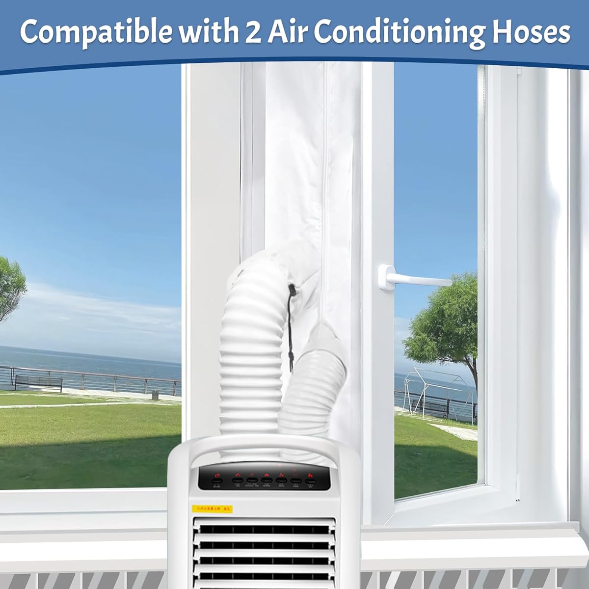   400cm 157 portable air conditioner window seal kit with cuff zipper system heavy duty insulating barrier   for   window units energy   thermal insulation leakproof design compatible with for all porta