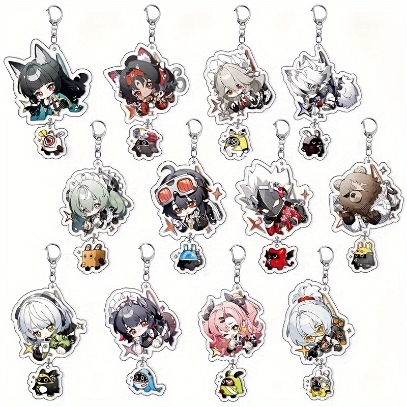 TEMU 12pcs Vibrant Acrylic Keychains - Double-sided, Colorful Designs, Bags, Phones, And Car Decorations