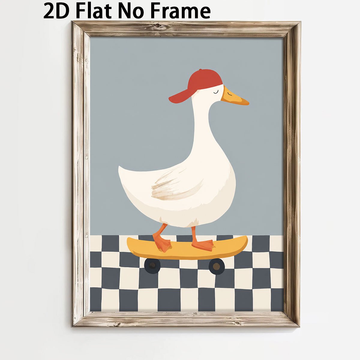 TEMU 2d Flat, 2d Flat, 1pc 2d Flat Skateboarding Duck Art Posters Minimalist Style Wall Decoration Unframed Canvas Printing Home Decor Suitable For