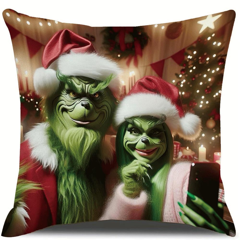 

Merry Christmas Throw Pillow Cover With Zipper - Machine Washable, Polyester, Contemporary Style For All Room Decor (pillow Not Included), Christmas Pillow Covers