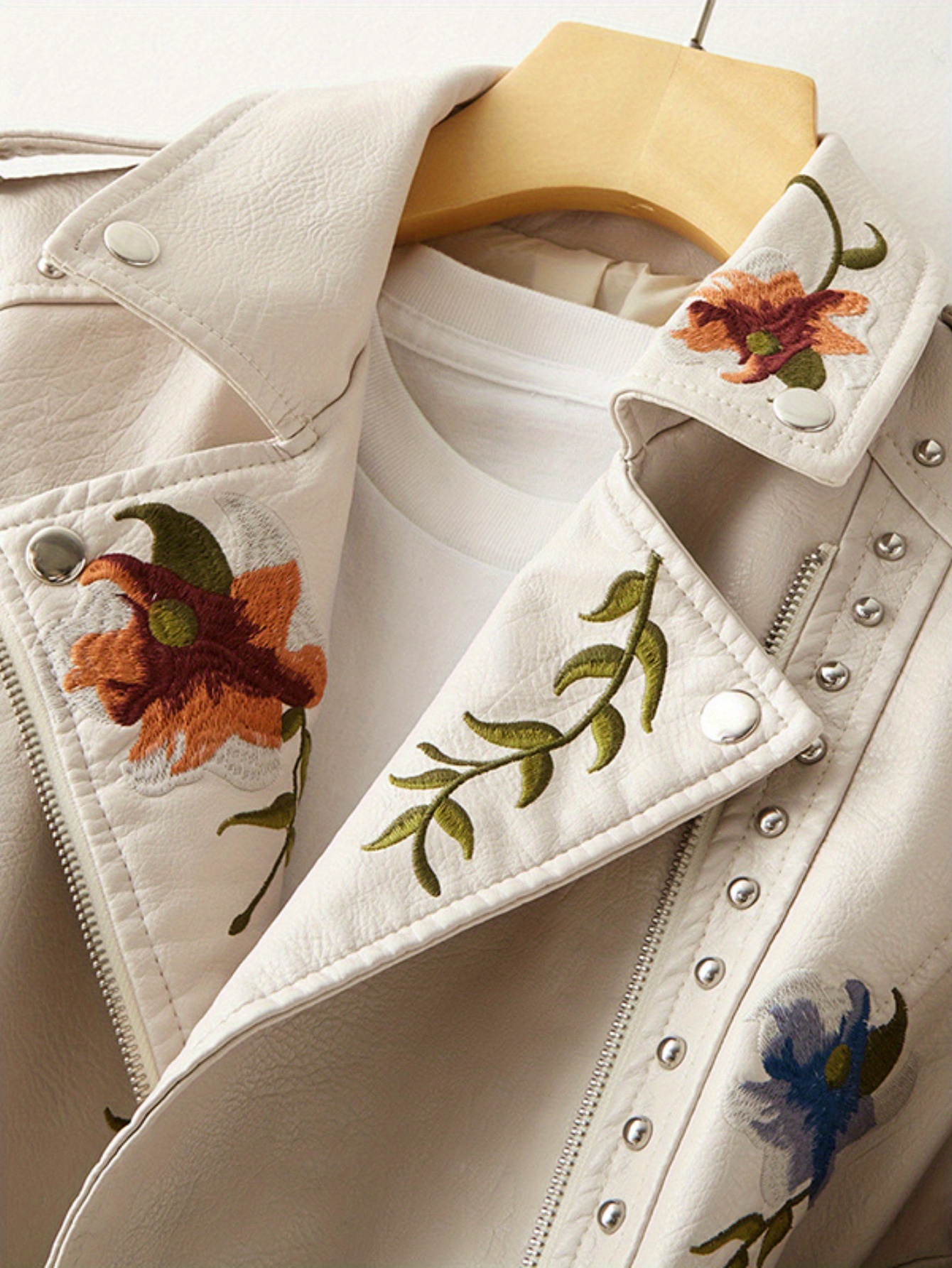 Ladies' Motorcycle Jacket with Floral - Image 3