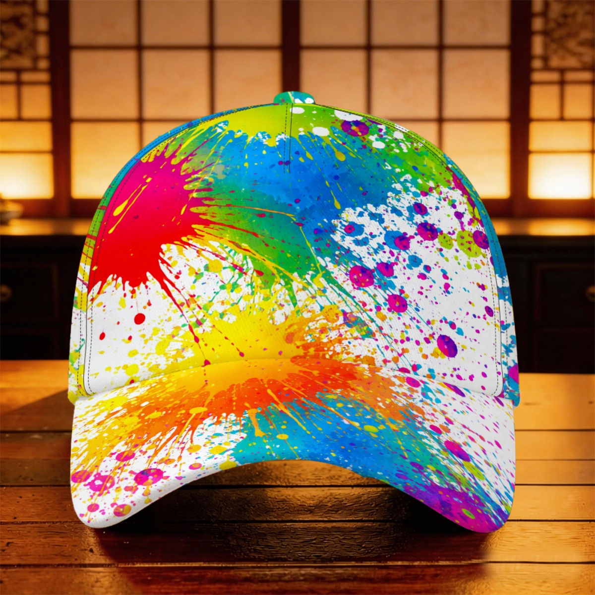 TEMU 1 pièce Casquette de baseball à éclaboussures de peinture abstraites vibrantes, cadeau de Noël, casquette de de taxi à intégrale, casquette de