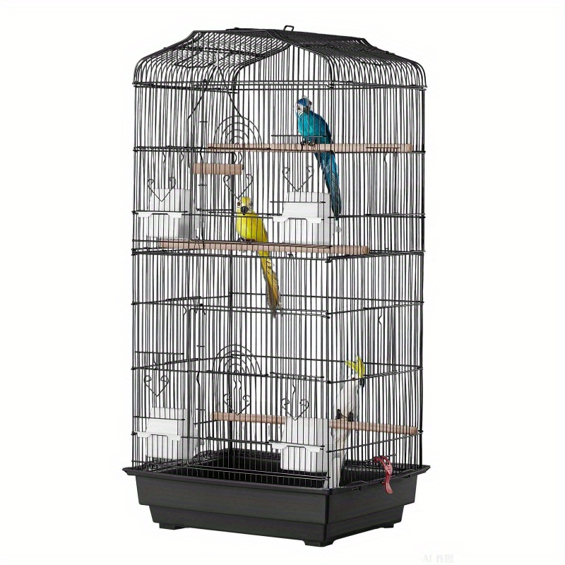   39 hanging metal bird flight cage for parakeets cockatiels small parrots multi level perches swingable chains   design with hanging hooks for indoor outdoor use parrot cage indoor bird enclosure sturdy construction parrot keepers Product details 9