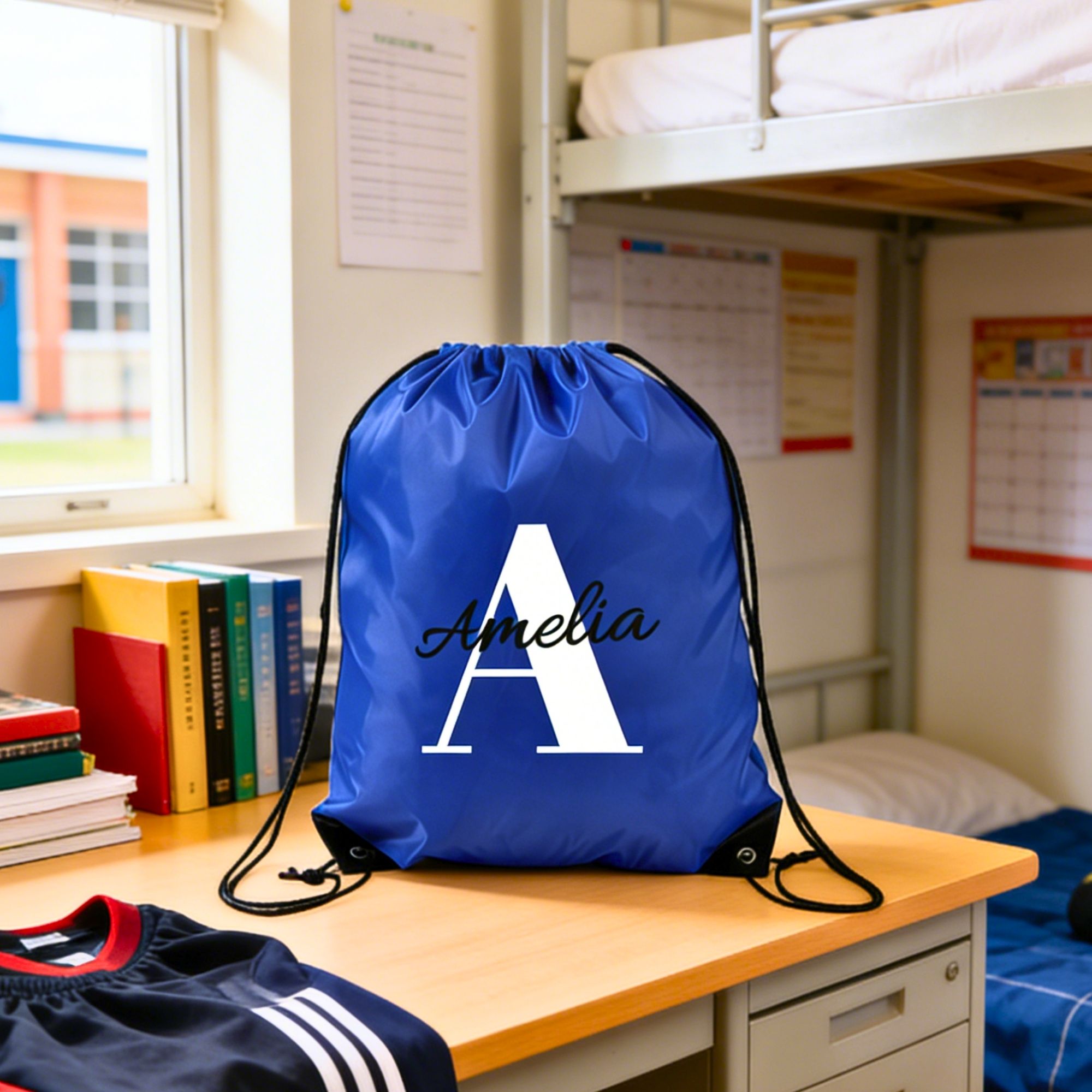 TEMU 1pc Personalized Drawstring Sports Backpack With Lightweight Drawstring Bag - Printed And Initials, Unique And Personalized, Made Of Durable