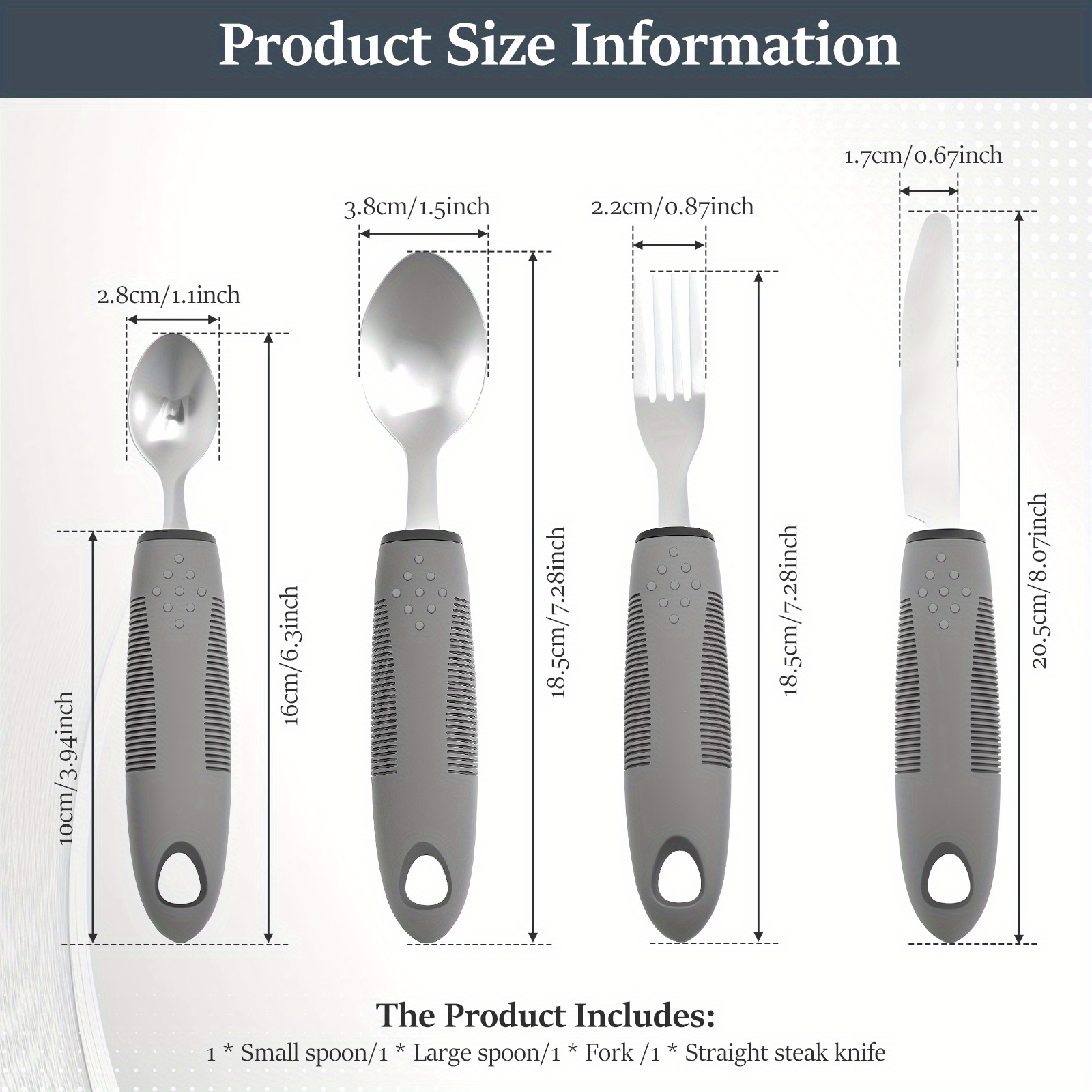 4pcs Adaptive Utensils Stainless Steel Built Up Utensils for Adults Complete Weighted Utensils Set Nonslip Easy Grip Silverware for Elderly and Persons with Shaking Hands Adaptive Utensil Set Easy Grip Silverware Set Adaptive Silverware Weighted