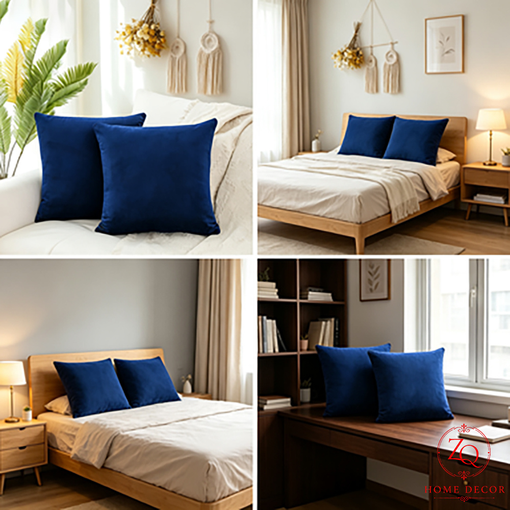 TEMU 2d Printed 2pcs Set, Light Luxury Navy Blue Pillowcases, Nordic Style Living Room Bedroom Sofa Throw Pillow Covers, Versatile Soft Decorative