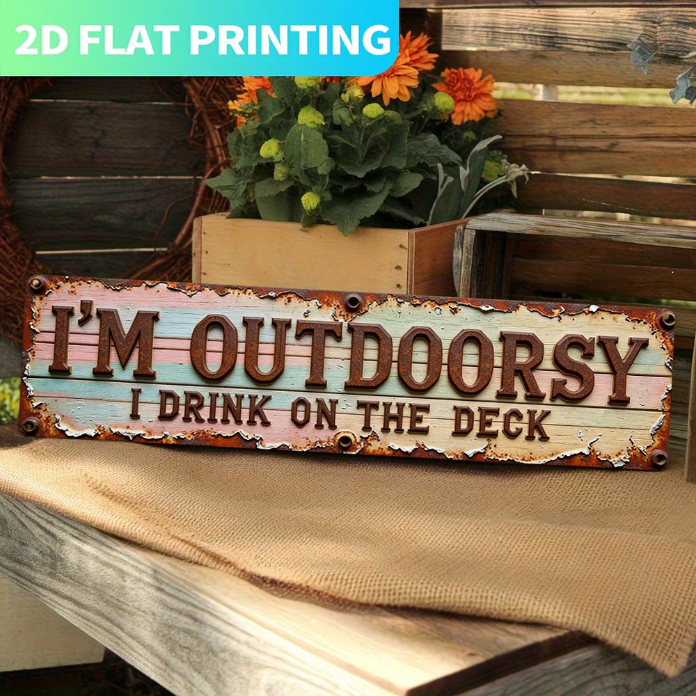TEMU 2d Flat, 2d Flat Single-piece Humorous Rustic Vintage Wooden Wall Sign "i I'm On " - Fade-resistant And Durable For Indoor/outdoor Decoration,