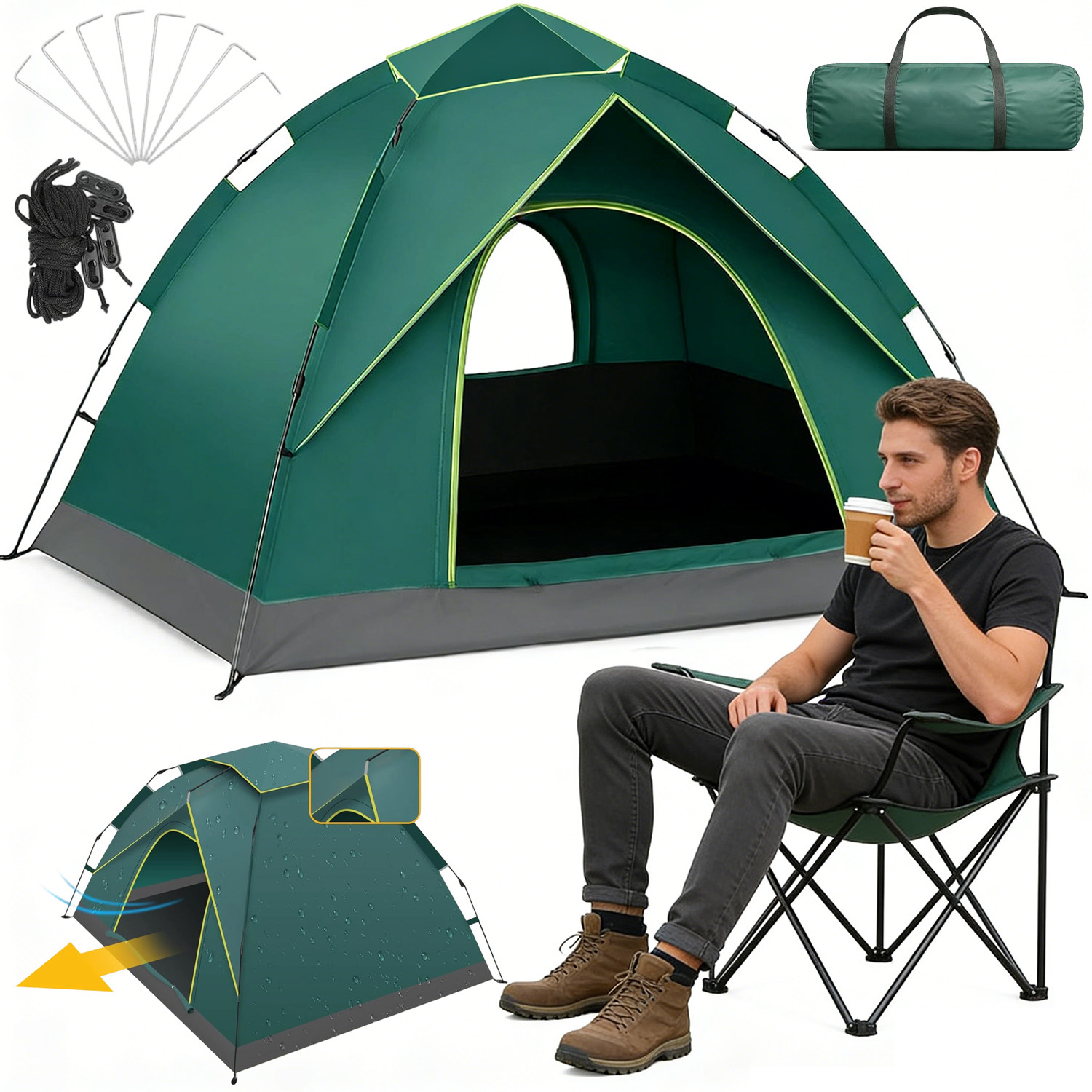 Image of Lightweight Backpacking Camping Tent, 2 Person Double Layer Family Tent For Hiking Fishing Outdoor Travel Picnic