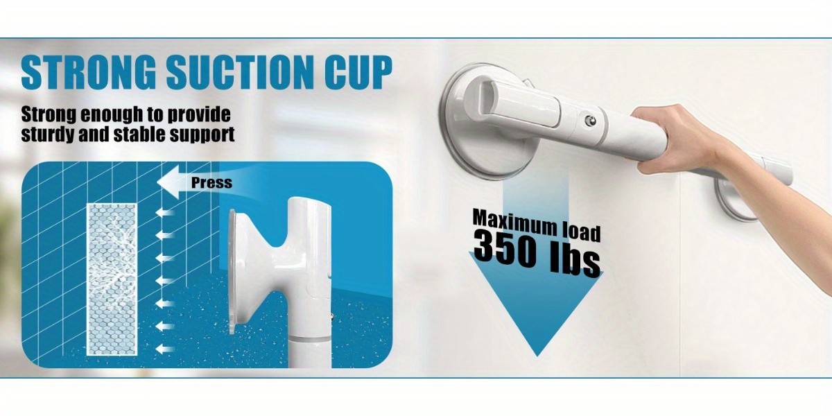 HEYMIX 2 Pack Grab Bar Strong Suction Grab Bars for Bathtubs & Showers - for Seniors and Elderly, Removable Bathroom Shower Handle 45CM/ 17.72Inch, Heavy Duty Safety Grip Handrails, No Drilling
