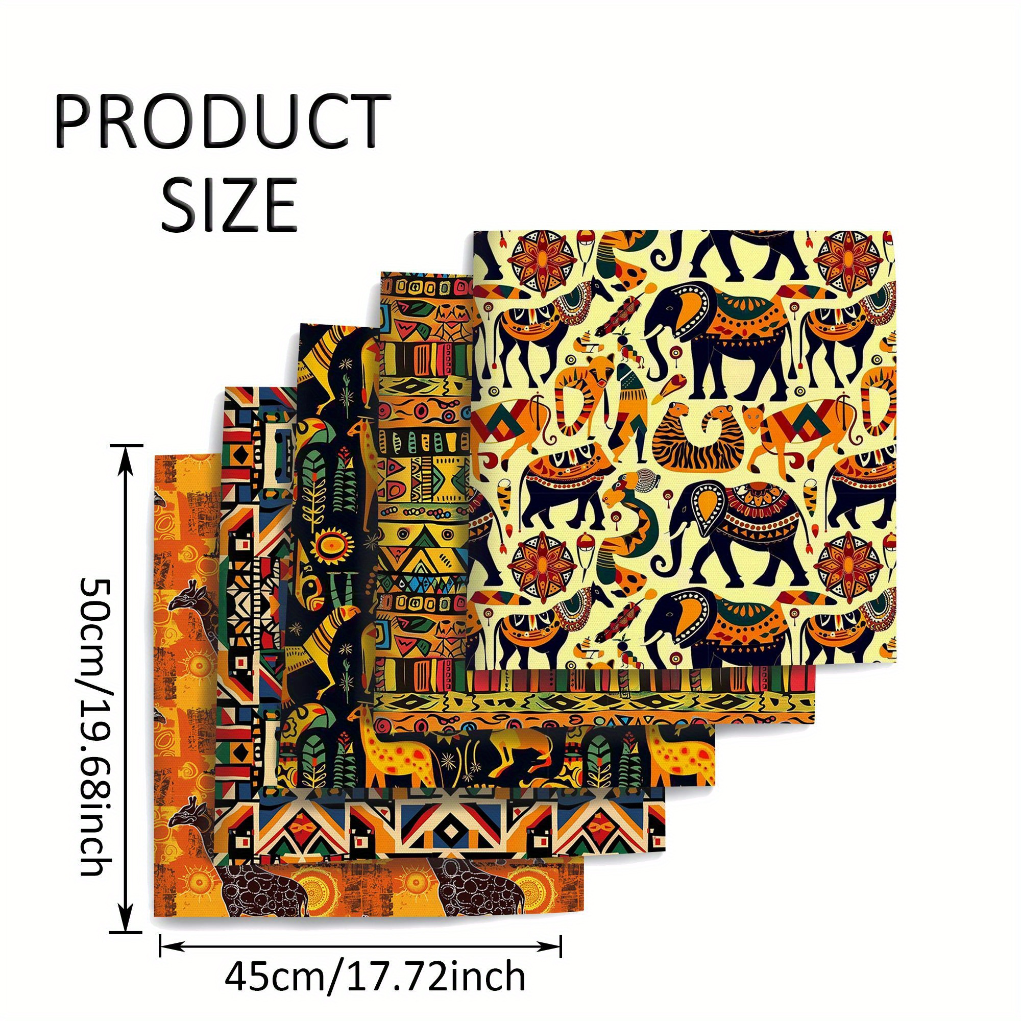 E-shop Bündel afrikanischer Stoffe - 5 Stück in verschiedenen Farben, vorgeschnittene Polyester Quadrate, ideal für Projekte, Geschenkverpackung und
