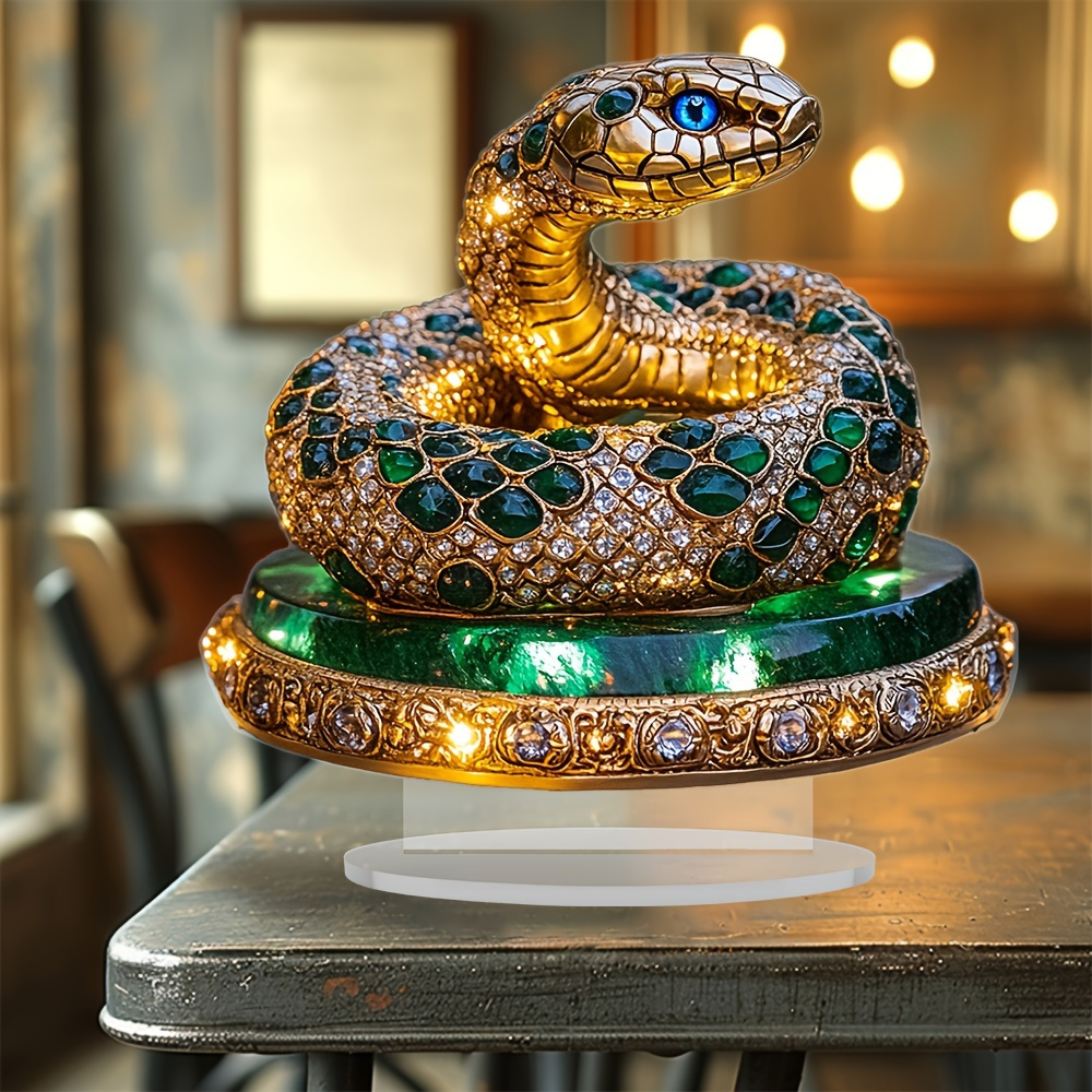 

2d Flat Bohemian Acrylic Snake - Animal Theme Tabletop Decor, Multipurpose Style Ornament For , Ideal For Bedroom, Living Room, Window Display - 7.71"x7.87