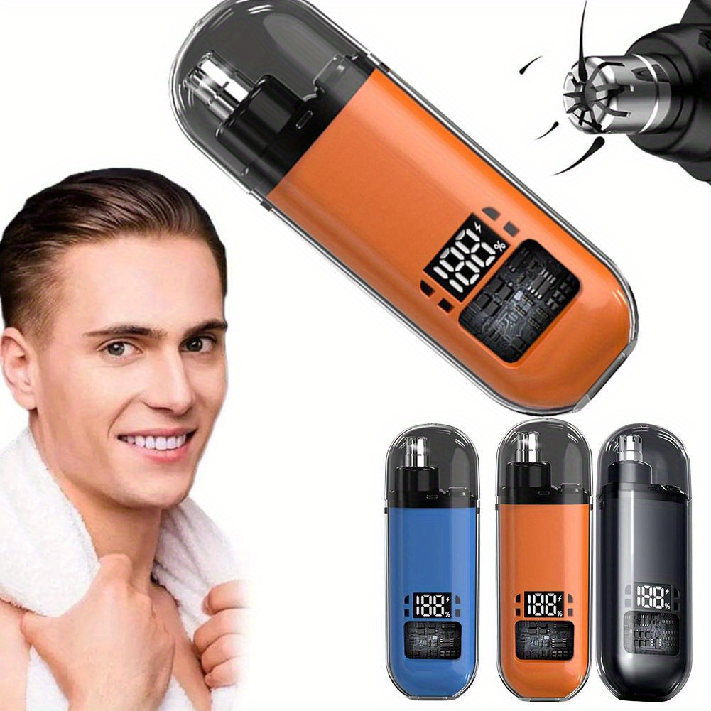 1pc recortadora de vello nasal y auricular con pantalla LED, adecuada para hombres y mujeres, sin dolor e inalámbrica USB rechargeable; cortapelos profesional doble filo - ()