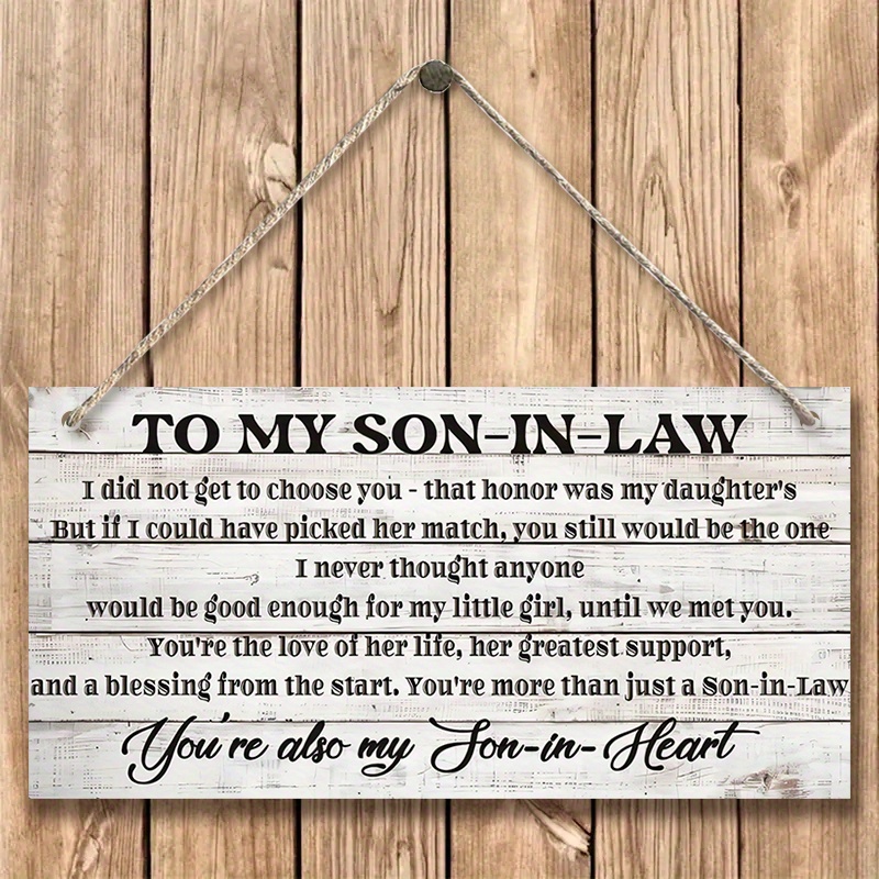 TEMU 2d Flat, Son-in-law Wooden Hanging Sign, Wood Craft, No Electricity Needed, Feather Irrelevant, Universal Home Decor, Very Suitable For Seasonal