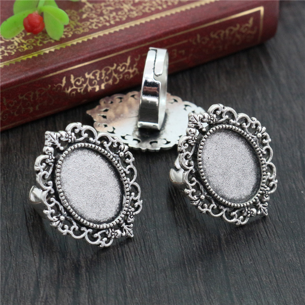 TEMU Set da 3 pezzi di vassoi a ad anello ovali in con diametro interno 13x18mm, base grezza Time Gem per accessori ciondolo gioielli fai da te a