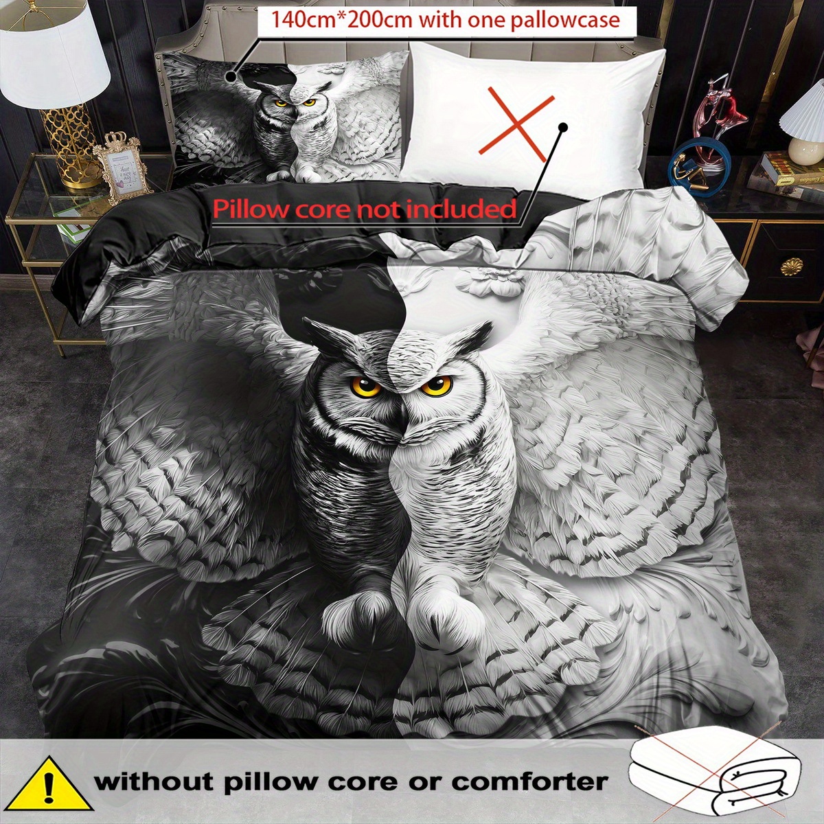 TEMU 2/ 3pcs Black And Duvet Cover Set, King Bedding, Animal Print Quilt Cover Set Machine Washable, Polyester Bedroom Quilt Decoration, Holiday