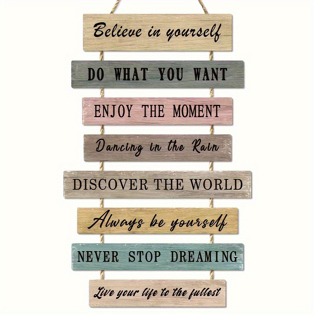 TEMU 2d Flat - A Set Of Vintage-style Wooden Wall Decorations Featuring Motivational Phrases Like 'believe In Yourself', ' To Do', And '' - Perfect