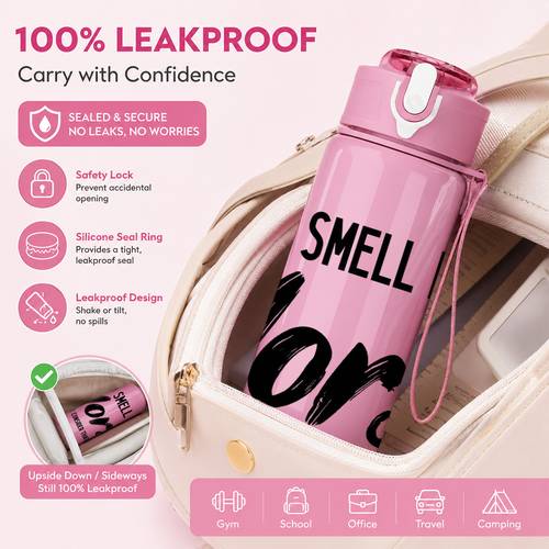 1pc smelling horse scented humorous slogan printed 750ml 26oz colored plastic sports water bottle travel cup cute printed design leak proof with up lid suitable for outdoor sports camping travel fitness